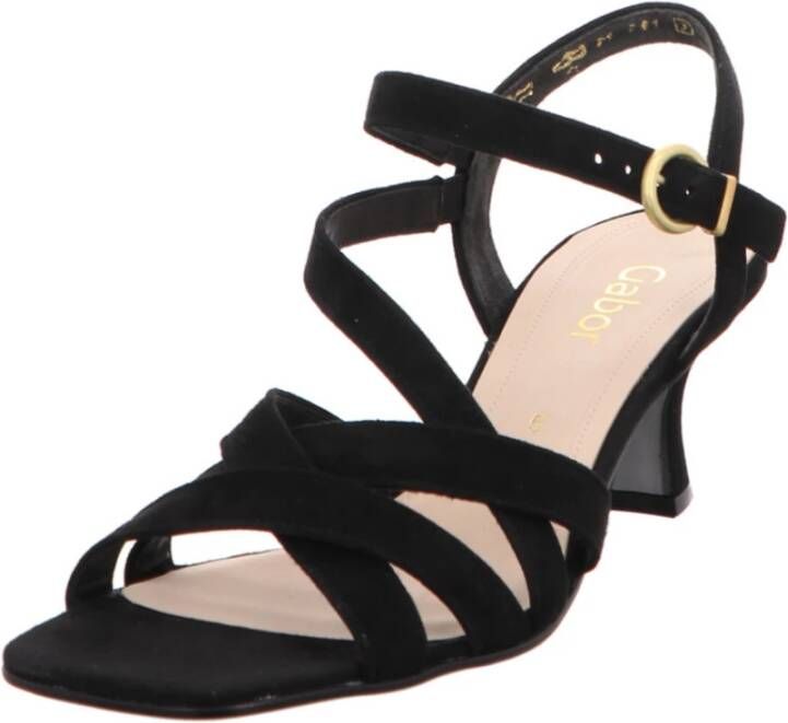 Gabor Velours Sandaal met Trichterabsatz Black Dames