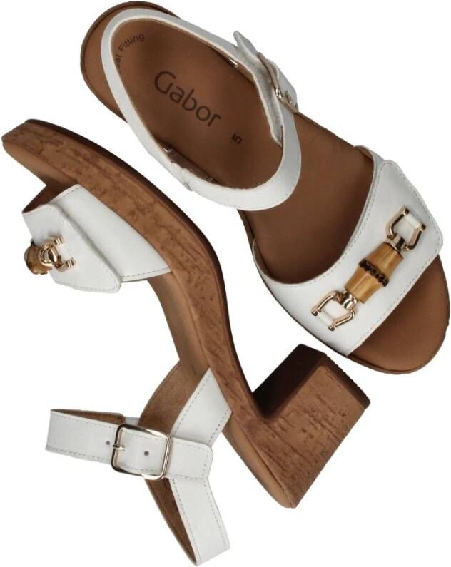 Gabor Wit leren sandalette met houten kraal White Dames