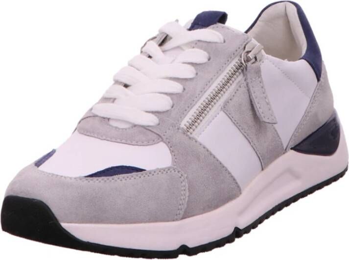 Gabor Witte damessneakers met vetersluiting en sleehak