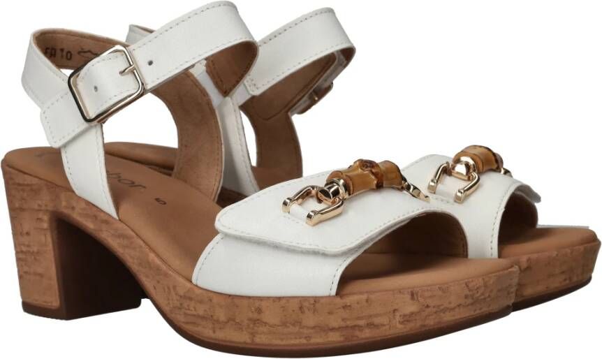 Gabor Witte Leren Sandalette met Kralenband White Dames