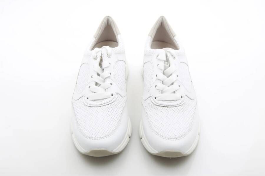 Gabor Witte Leren Sneakers met Dikke Zolen White Dames