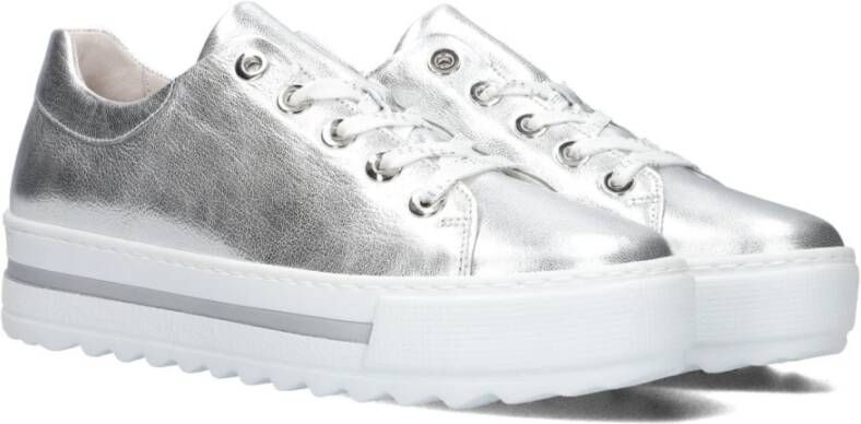 Gabor Zilveren Lage Platform Sneakers Gray Dames