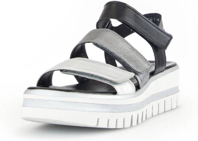 Gabor Zilveren Leren Mix Sandalen Multicolor Dames