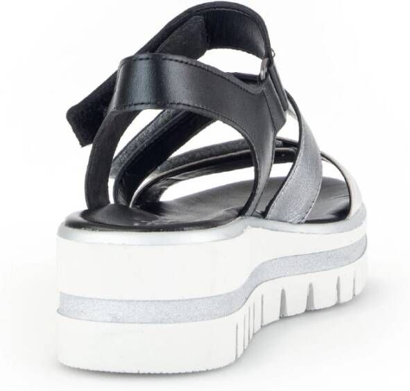 Gabor Zilveren Leren Mix Sandalen Multicolor Dames