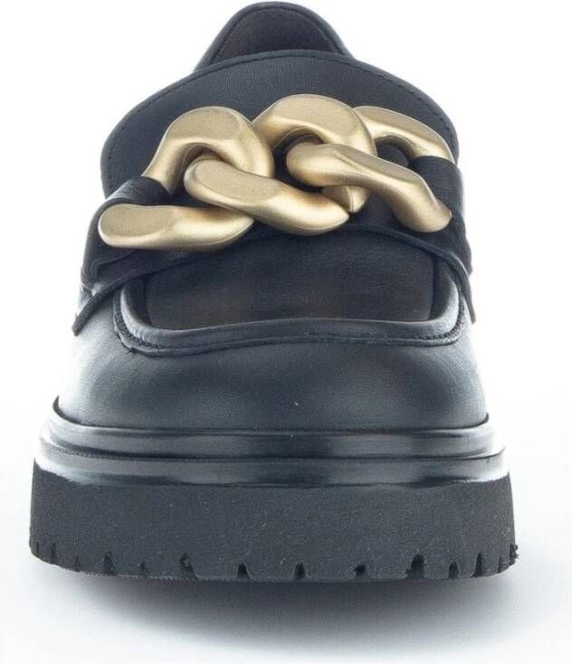 Gabor Zwart Gouden Matte Gesloten Loafers