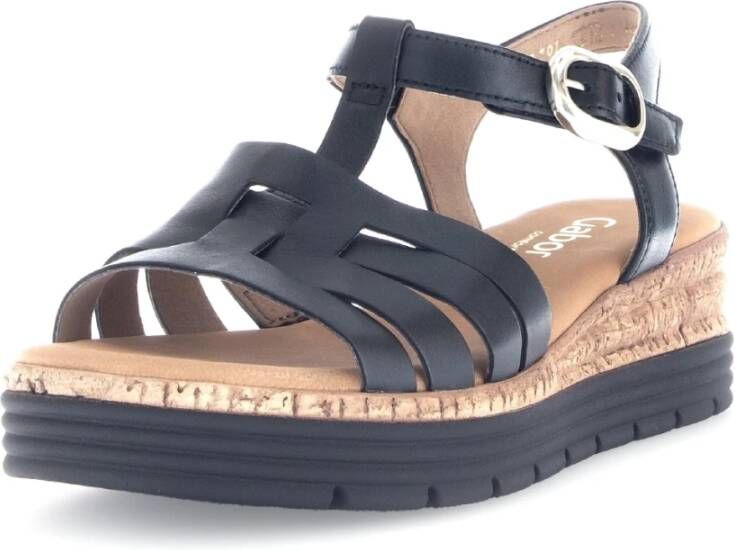 Gabor Zwarte damessandaal met klittenbandsluiting Multicolor Dames