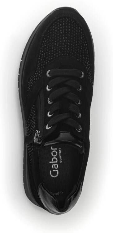 Gabor Zwarte Fluwelen Basket Schoenen Black Dames