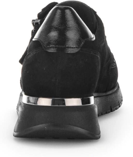 Gabor Zwarte Fluwelen Basket Schoenen Black Dames