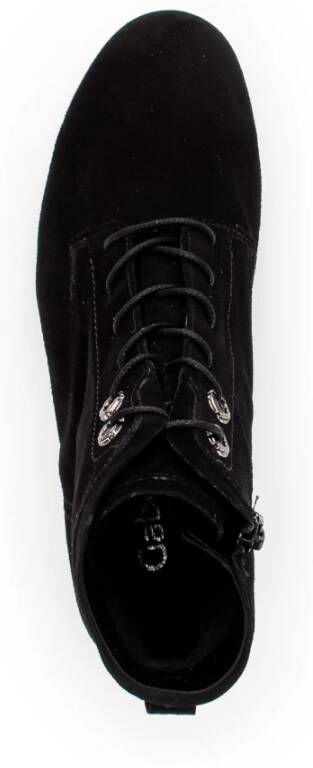 Gabor Zwarte Fluwelen Veterschoenen Black Dames