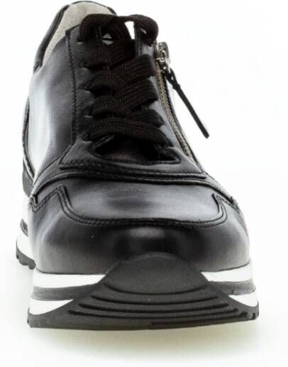 Gabor Zwarte Leren Basket Schoenen Black Dames