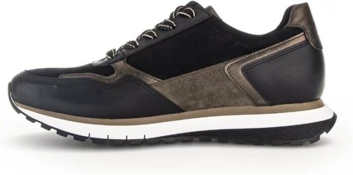 Gabor Zwarte Leren Casual Sports Sneakers Multicolor Dames