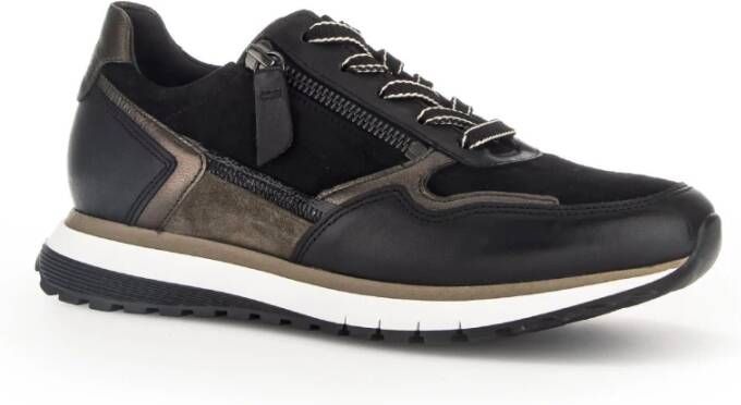 Gabor Zwarte Leren Casual Sports Sneakers Multicolor Dames