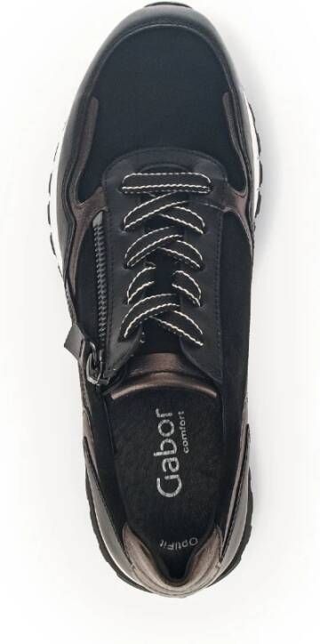 Gabor Zwarte Leren Casual Sports Sneakers Multicolor Dames