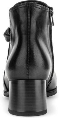 Gabor Zwarte Leren Comfort Enkellaarzen Black Dames