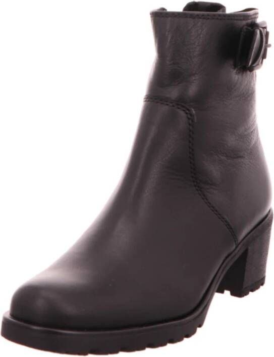 Gabor Zwarte Leren Enkellaars Black Dames