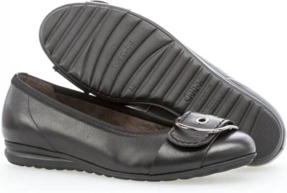 Gabor Zwarte Leren Instap Ballerina Black Dames