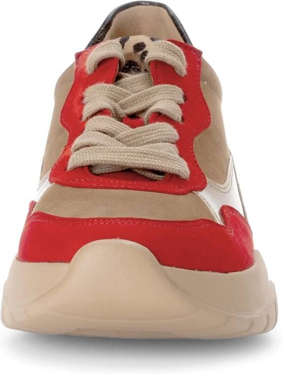 Gabor Zwarte Leren Lage Sneaker Mix Multicolor Dames