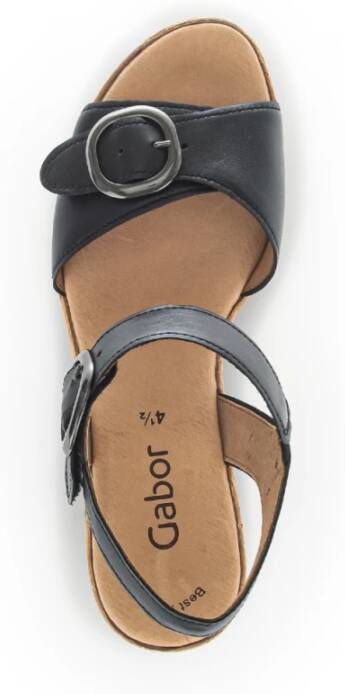 Gabor Zwarte Leren Sandalen Black Dames