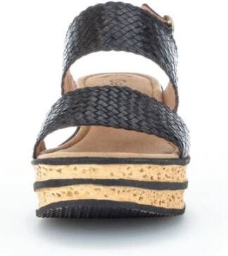 Gabor Zwarte Leren Sandalen Black Dames