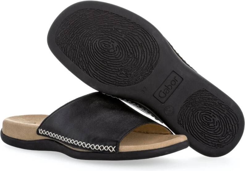 Gabor Zwarte leren slippers voor vrouwen