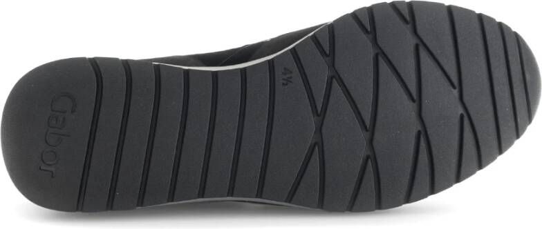 Gabor Zwarte Leren Sneakers met Suède Details