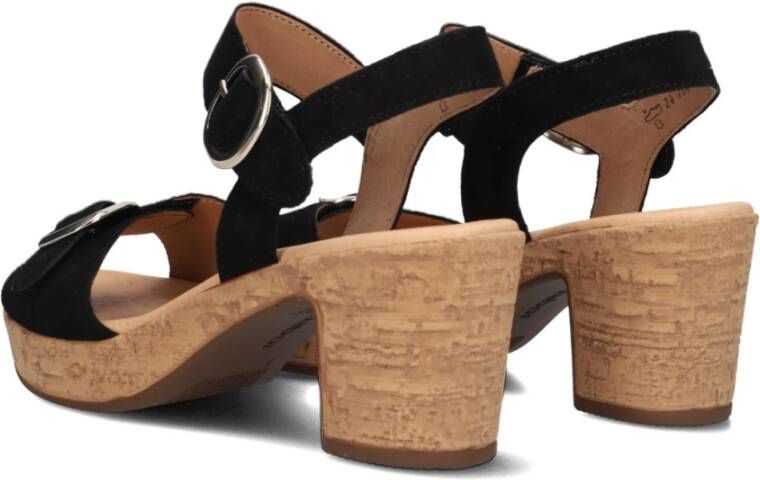 Gabor Zwarte Sandaal met Gouden Gespen Black Dames