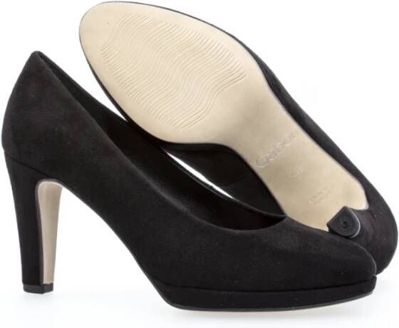 Gabor Zwarte Velvet Blokhak Pumps Black Dames
