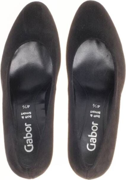 Gabor Zwarte Velvet Blokhak Pumps Black Dames