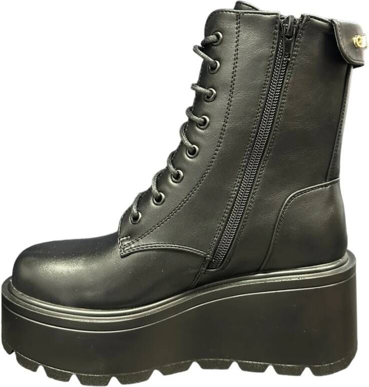 Gaëlle Paris Zwarte Eco-Leren Veterlaarzen Black Dames