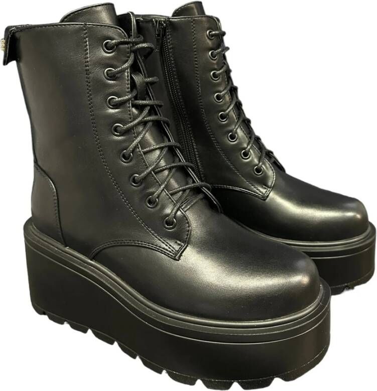 Gaëlle Paris Zwarte Eco-Leren Veterlaarzen Black Dames