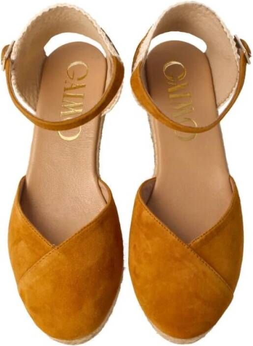Gaimo Camel Espadrilles met V-hals en Gesp