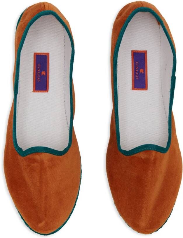 Gallo Dames effen oranje fluwelen schoenen met contrasterende details Orange Dames