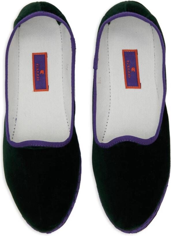 Gallo Dames effen groene fluwelen schoenen met contrasterende details Green Dames
