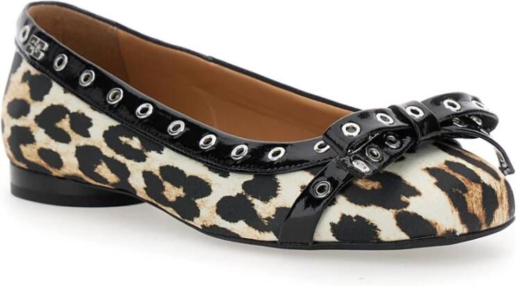 Ganni Ballerina's met luipaardprint en oogjes Multicolor Dames