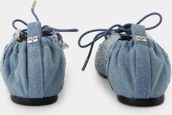 Ganni Blauwe Denim Ballerina`s met Oogjes
