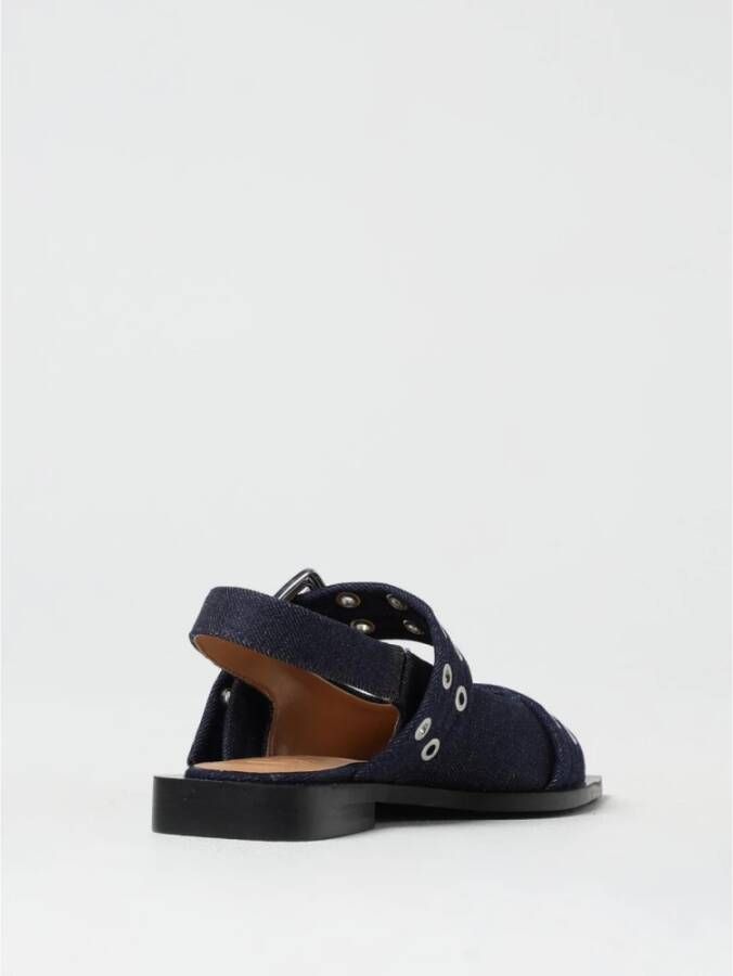 Ganni Blauwe Denim Slingback Sandalen