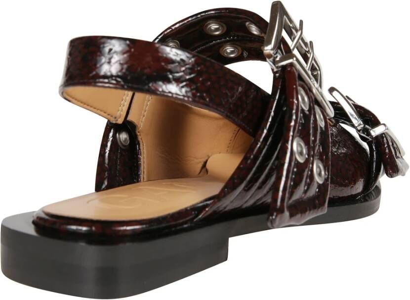 Ganni Bordeaux Slangenprint Dames Ballerina's Brown Dames