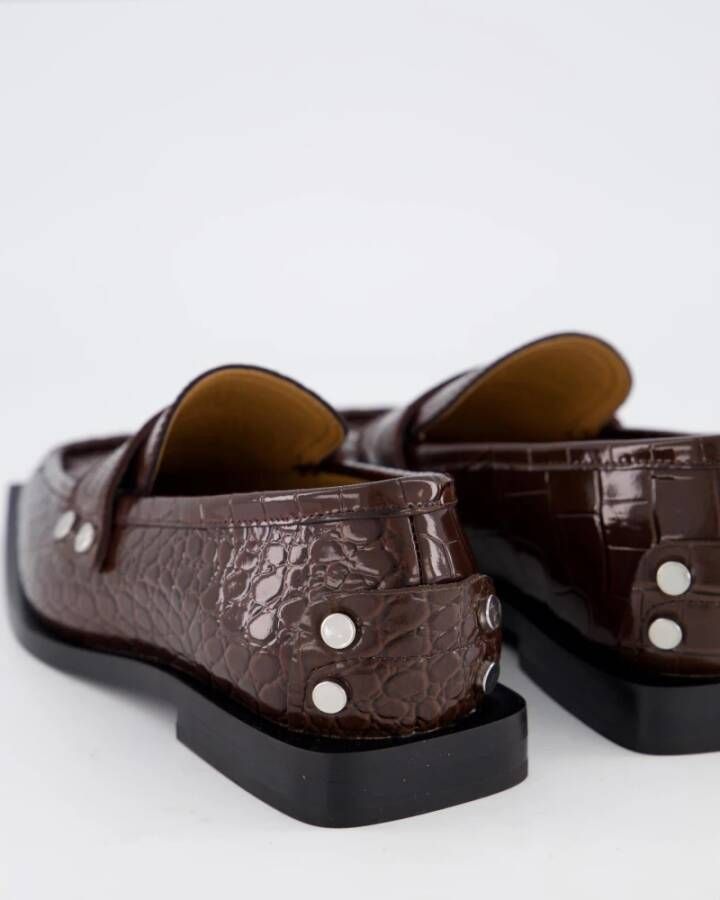 Ganni Bruine Croco Loafers voor Dames