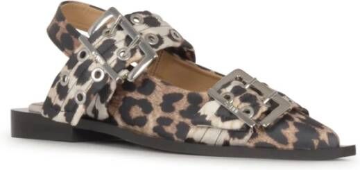 Ganni Bruine Gesp Ballerina Sandalen Brown Dames