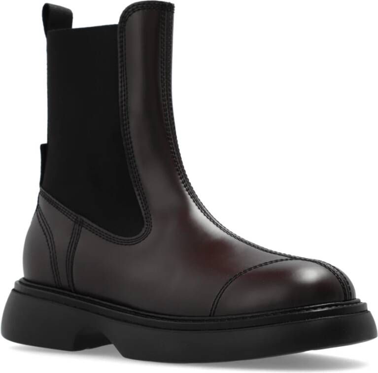 Ganni Logo Enkellaarsjes Brown Dames
