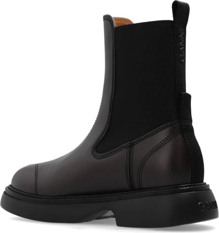 Ganni Logo Enkellaarsjes Brown Dames