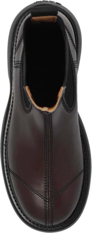 Ganni Logo Enkellaarsjes Brown Dames