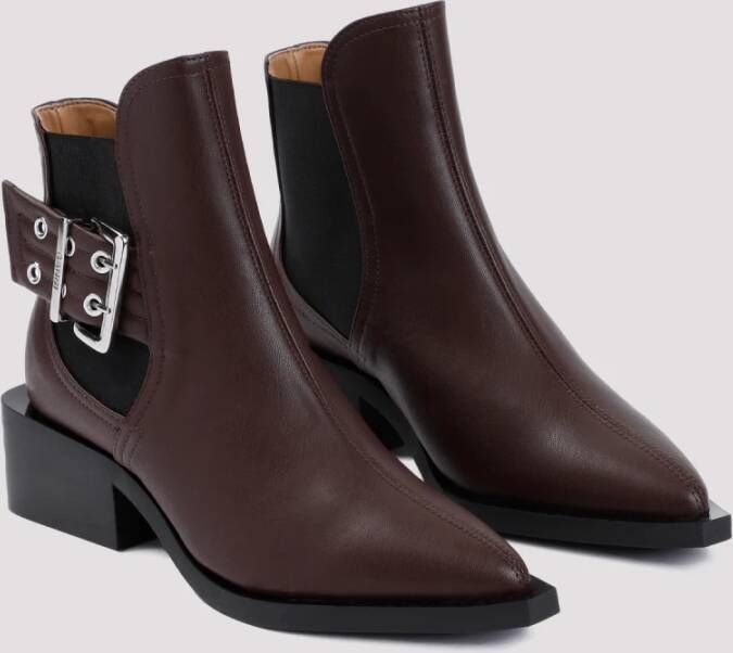 Ganni Chocolade Gesp Chelsea Boot Brown Dames