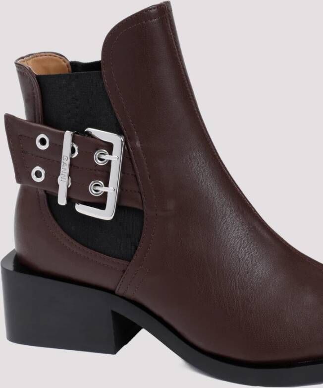 Ganni Chocolade Gesp Chelsea Boot Brown Dames