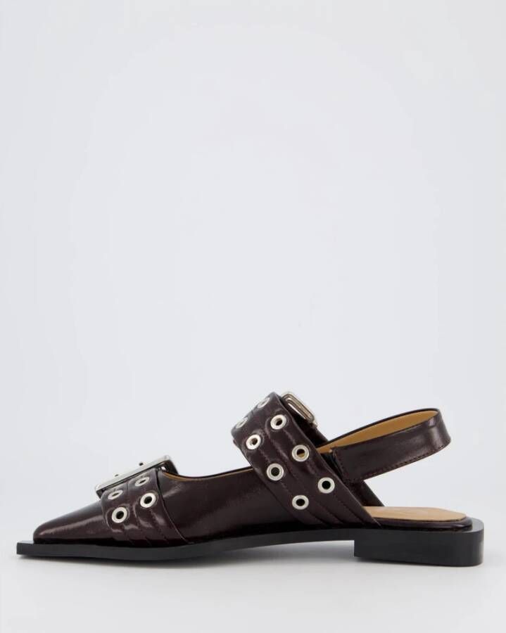 Ganni Chunky Buckle Ballerina Red Dames