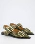 Ganni Chunky Buckle Ballerina Schoenen Green Dames - Thumbnail 11