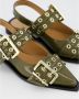 Ganni Chunky Buckle Ballerina Schoenen Green Dames - Thumbnail 12