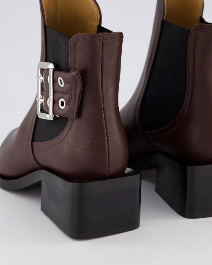 Ganni Chunky Buckle Chelsea Laarzen Bruin