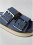 Ganni Chunky Buckle Flat Sandaal in Blauw Denim - Thumbnail 2