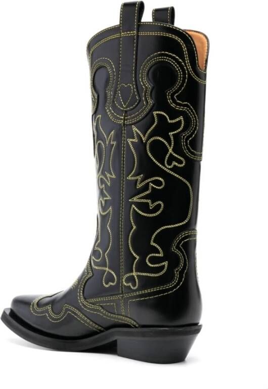 Ganni Cowboy Boots Black Dames